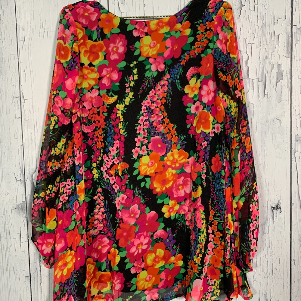 Show Me Your MuMu Floral Tunic Blouse Sz S EUC - Picture 9 of 15